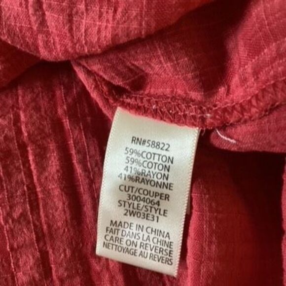 Max Studio Embroidered Stitch Top Sz 3X Flutter Sleeve Red - Picture 4 of 8